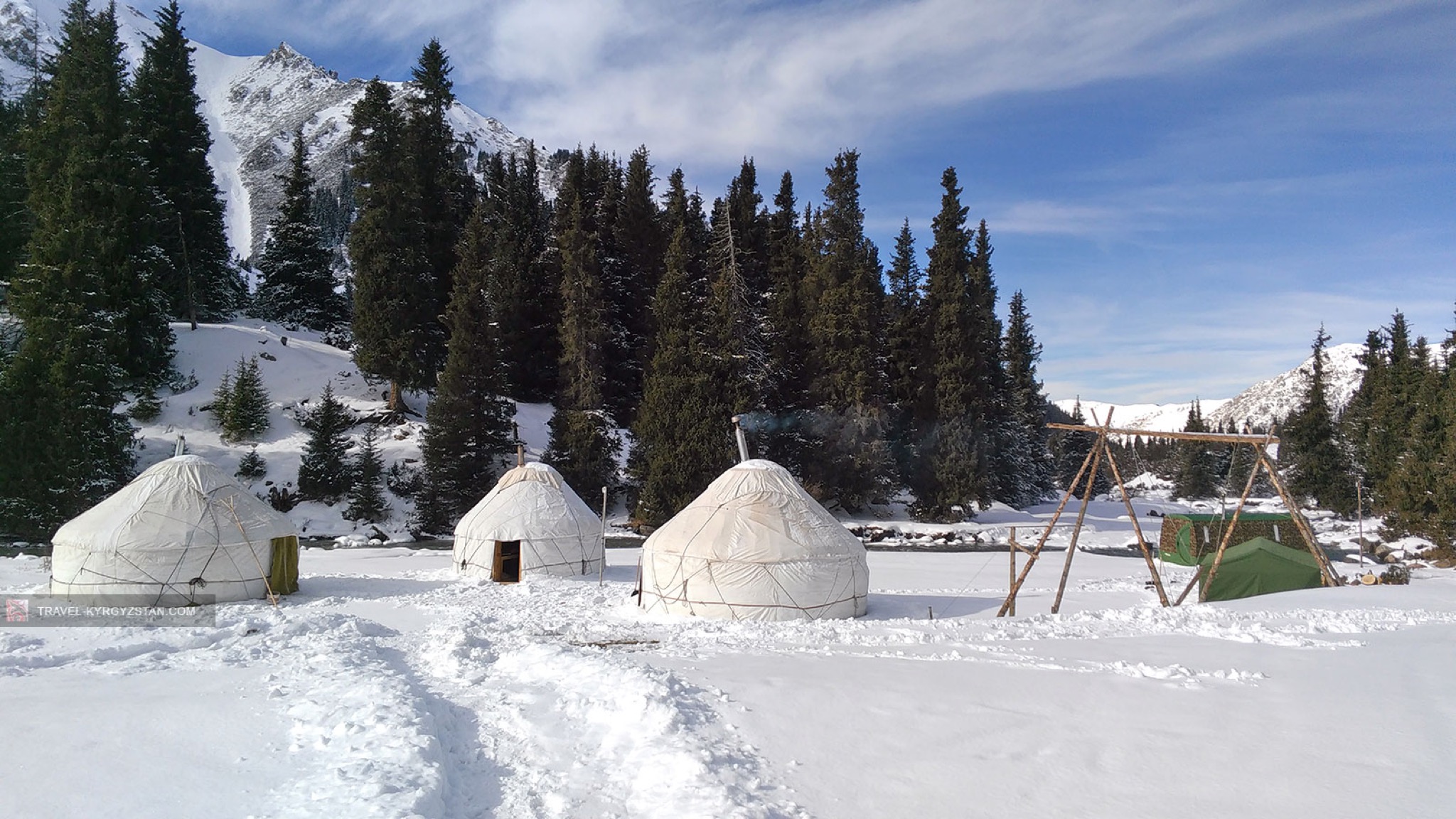 Backcountry skiing yurt camp in Tien-Shan Kyrgyzstan